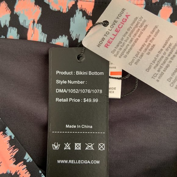 RELLECIGA Women's High Waisted Hipster Bikini Swimsuit Bottom Ruched Size L - Picture 8 of 13